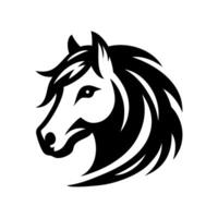 Black horse head silhouette icon. Rearing up horse side view. Vector illustration