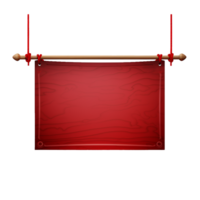 AI generated Realistic fabric banner hanging on ropes png isolated on transparent background