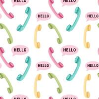 Vector pattern with telephone handsets and the word hello