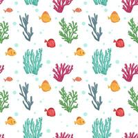 Vector pattern with corals and fish