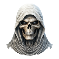 AI generated Grim reaper face shot isolated on transparent background png