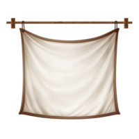 AI generated Realistic fabric banner hanging on ropes png isolated on transparent background