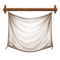 AI generated Realistic fabric banner hanging on ropes png isolated on transparent background