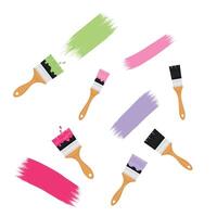 Set of brushes color illustration flat vector. Work tool. DIY tool. vector