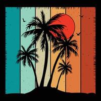 Retro Sunrises Beach Vintage Vector Design