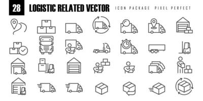 Simple Set of Truck Logistics Related Vector Line Icons pixel perfect for web or mobile app vector