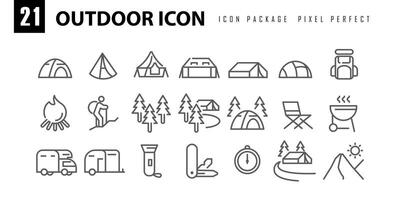 outdoor icon set, outdoor sign or symbol, vector icon pixel perfect design