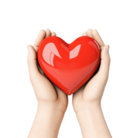 AI generated Hands holding red heart png isolated on transparent background