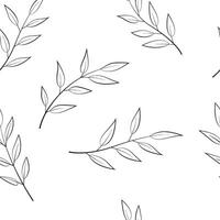 Minimalistic line art pattern with plant branches isolated on white background vector