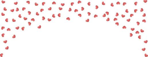 Red heart confetti background for Valentine's Day isolated on white background vector