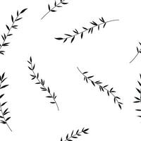 Minimalistic line art pattern with plant branches isolated on white background vector