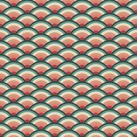 Japanese wave geometric seamless pattern, circle fish scale vector