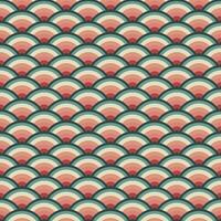 Japanese wave geometric seamless pattern, circle fish scale vector