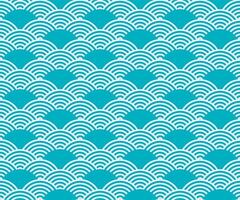 Japanese wave geometric seamless pattern, circle fish scale vector