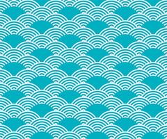 Japanese wave geometric seamless pattern, circle fish scale vector