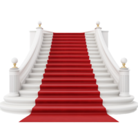 ai generado rojo alfombra blanco escalera realista png aislado en transparente antecedentes
