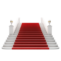 AI generated Red carpet white stairs realistic png isolated on transparent background