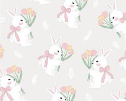 Rabbit and flower pattern design for templates. vector