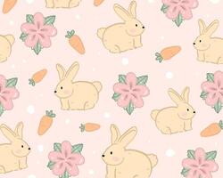 Rabbit and flower pattern design for templates. vector