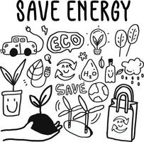 hand drawn save energy elements design. vector