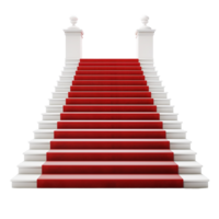 AI generated Red carpet white stairs realistic png isolated on transparent background