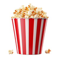 AI generated Tasty popcorns in a white and red strips cup png isolated on transparent background