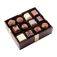 ai gegenereerd doos van chocola snoepjes geïsoleerd Aan transparant achtergrond png