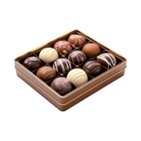 ai gegenereerd doos van chocola snoepjes geïsoleerd Aan transparant achtergrond png