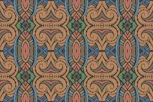 fabric ikat seamless pattern geometric ethnic traditional embroidery style.Design for background,carpet,mat,sarong,clothing,Vector illustration. vector