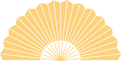 Folding Hand fan asian style, semicircular shape, illustration and decoration, flat design, 2D front view. png