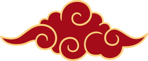 Chinese style cloud ornament, illustrations and decorations for Asian New Year, flat design, 2D front view. png