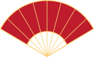 Folding Hand fan asian style, semicircular shape, illustration and decoration, flat design, 2D front view. png