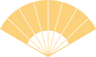 dobrando mão ventilador ásia estilo, semicircular forma, ilustração e decoração, plano projeto, 2d frente visualizar. png