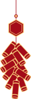 Hanging firecrackers chinese style, illustrations and decorations for Asian New Year, holiday celebration and greetings. flat design, 2D front view. png