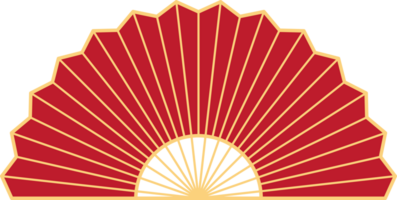 Folding Hand fan asian style, semicircular shape, illustration and decoration, flat design, 2D front view. png