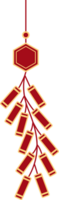Hanging firecrackers chinese style, illustrations and decorations for Asian New Year, holiday celebration and greetings. flat design, 2D front view. png