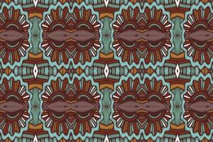 fabric ikat seamless pattern geometric ethnic traditional embroidery style.Design for background,carpet,mat,sarong,clothing,Vector illustration. vector