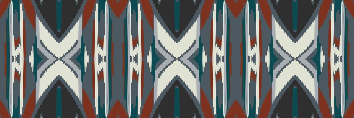 Ikat abstract geometric embroidery ethnic pattern design. Aztec fabric carpet mandala ornament chevron textile decoration wallpaper. Tribal boho native ethnic turkey traditional vector background