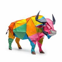 AI generated Colorful Origami buffalo, Unique Paper Polygon Artwork, Ideal Pet Concept, Ai Generated photo