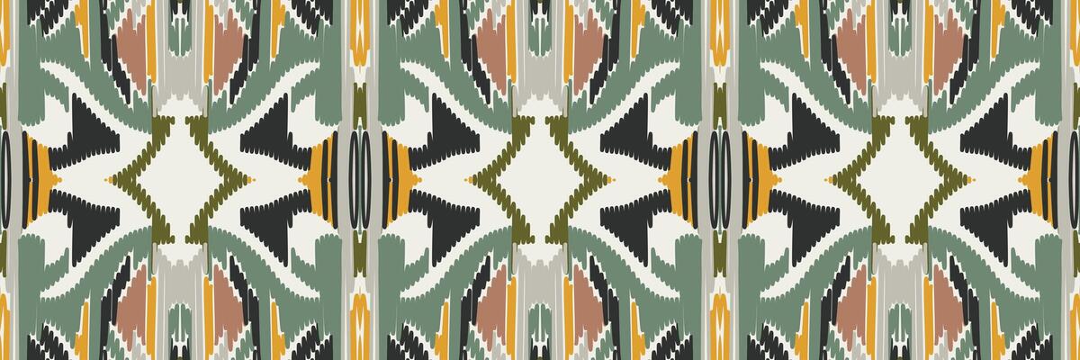 Ikat abstract geometric embroidery ethnic pattern design. Aztec fabric carpet mandala ornament chevron textile decoration wallpaper. Tribal boho native ethnic turkey traditional vector background
