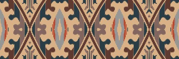 patrón étnico ikat sin costuras en tribal. diseño para fondo, papel pintado, ilustración vectorial, tela, ropa, moqueta, textil, batik, bordado. vector