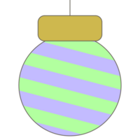 sweet winter colorful green and purple christmas stripes ornament png