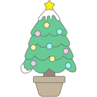 Süss Winter schneebedeckt Weihnachten Baum dekoriert mit bunt Ornamente und Star auf das oben png