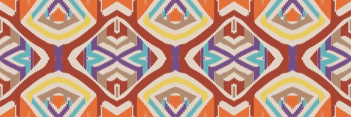Ikat abstract geometric embroidery ethnic pattern design. Aztec fabric carpet mandala ornament chevron textile decoration wallpaper. Tribal boho native ethnic turkey traditional vector background
