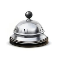 AI generated Detailed illustration of a metal reception service bell for calling an attendant or clerk isolated on a white background, Ai Generated. photo