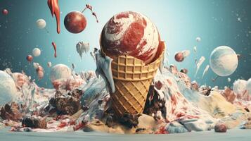 AI generated Earth melting away like ice cream, a poignant climate crisis representation, Ai Generated. photo