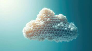 AI generated Crocheted cloud toy vibrant backdrop, handcrafted and adorable, Ai Generated photo