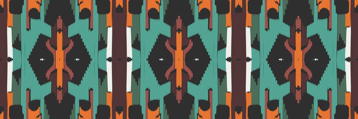 Ikat abstract geometric embroidery ethnic pattern design. Aztec fabric carpet mandala ornament chevron textile decoration wallpaper. Tribal boho native ethnic turkey traditional vector background