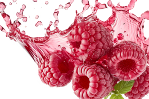 AI generated Raspberry splash isolated on transparent background png