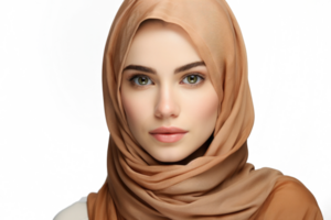 AI generated Portrait of beautiful muslim woman wearing hijab. Islamic woman isolated png